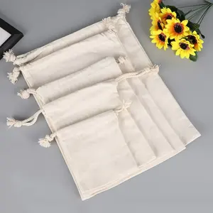 Mua sắm túi vải Cotton Muslin đồ trang sức Pouch túi bông dây kéo túi