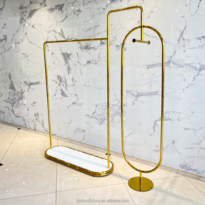 Custom Shiny Golden Luxury Stainless Steel Clothes Hanger <strong>Floor</strong> Standing With <strong>Display</strong> <strong>Racks</strong> for Store - Product Image 6