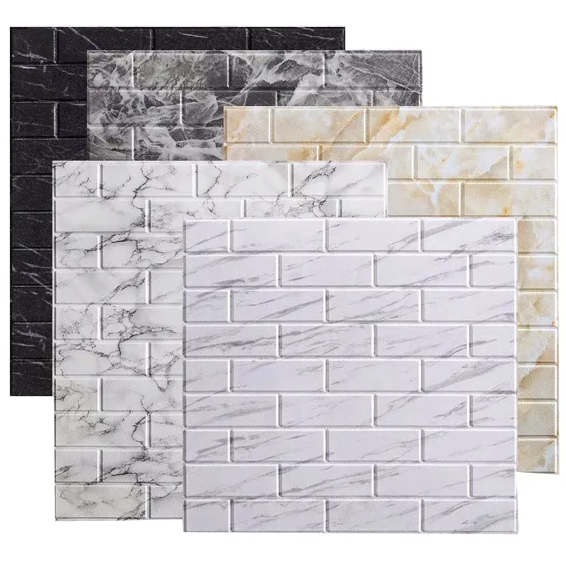 3D self-adhesive flat brick design foam wall sticker panel waterproof wallpaper covering indoor walls homedecor