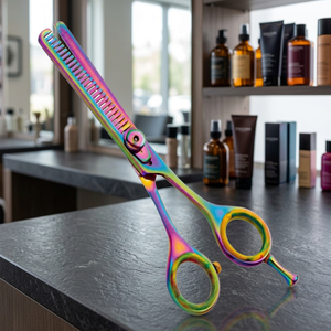 Ciseaux professionnels de coiffure 6 pouces pour droitiers, multicolores, à lame affûtée en acier inoxydable 6CR13, manche en plastique long - Product Image 4