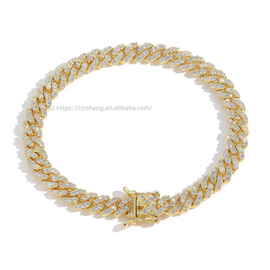 6Mm Women's Thin <b>Cuban</b> Bracelet, Copper Inlaid Zircon <b>Cuban</b> Bracelet With 3 Zircons. Tanjing Fashion Lijing Necklace - Product Image 5