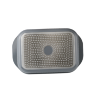 Plat à rôtir rectangulaire en aluminium antiadhésif, extérieur en céramique, bord en silicone, couvercle en verre, base multicouche, cuisinières à gaz et à induction >5L