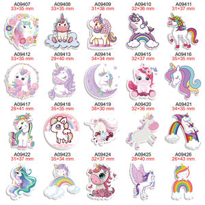 Figurine de dessin animé licorne à dos plat, résine imprimée 50 pièces/lot pour breloques, bricolage, arc de cheveux, décorations de téléphone - Product Image 4