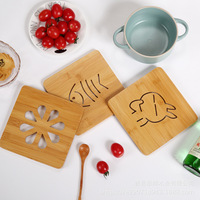 Napperons carrés en bambou, tapis isolants thermiques, motif de dessin animé, napperons de cuisine pour pot à soupe, tasse à café, bol