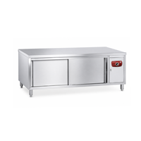 Table de travail en acier inoxydable de 1800 mm avec armoires chauffantes et porte coulissante simple pour restaurant