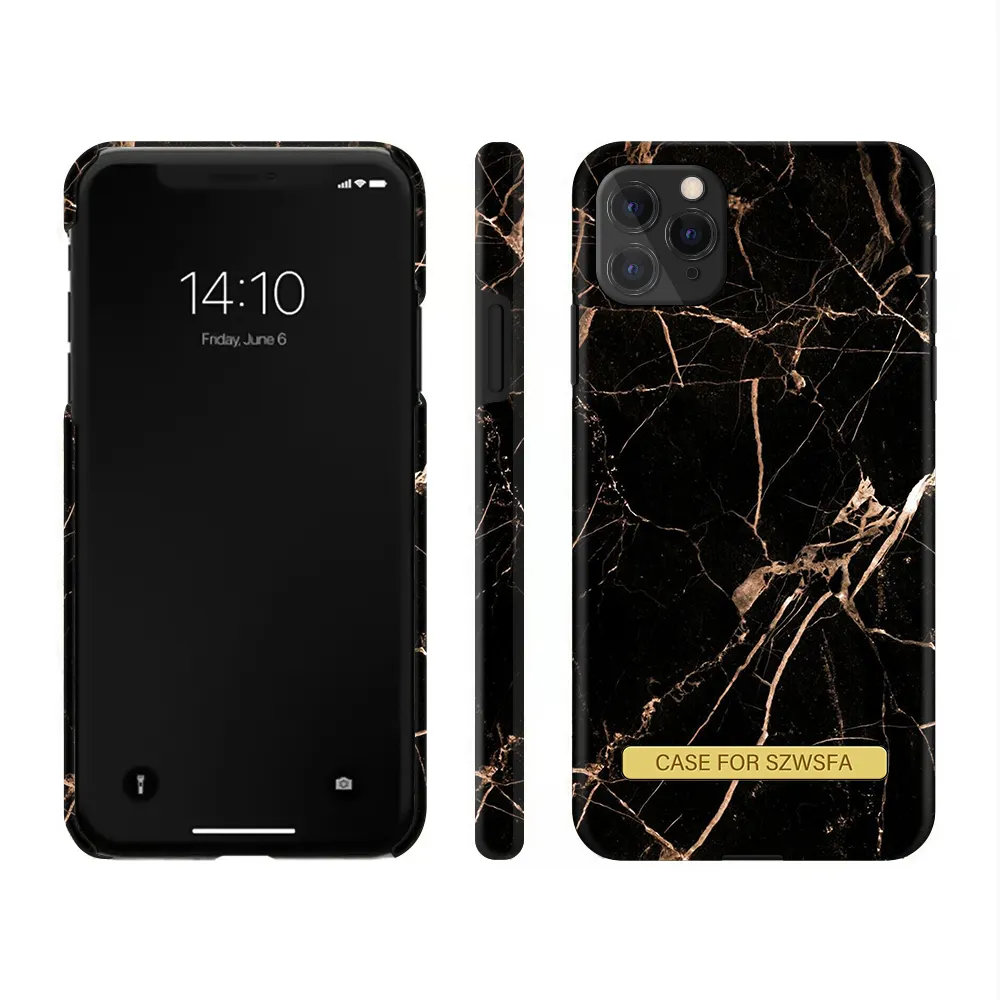 OEM Factory Manufacturer custom Printed Marble Mobile Phone Case for iPhone 11 12 13 Design PC phone Case Gold Rimmed Back Cove