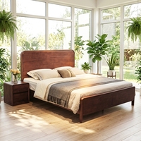 Lit Double Moderne en Bois Massif Prix Usine, Meuble de Chambre de Luxe King Size Rembourré Intégré pour Projet, Vente en Gros