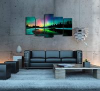 Lot de 5 tableaux imprimés sur toile, motifs paysages naturels modernes, pour décoration murale et intérieure