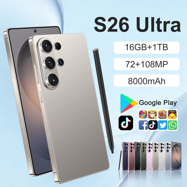 Hot Selling S26 Ultra 7.3 Inch 5G Smartphone 16GB+1TB Android 15 High Quality Mobile Phone 108MP Rear HD Screen Deca Core