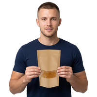 Sacs d'emballage à fermeture éclair Pochette en papier kraft avec fenêtre Sacs d'emballage à fermeture éclair pour les petites entreprises