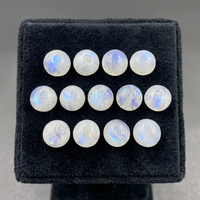 Pierres précieuses rondes en pierre de lune naturelle, taille brillant, avec iridescence, pour la création de bijoux