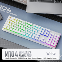 Teclado Inalámbrico Mecánico de Membrana FREEWOLF M104 Tri-Modo 2.4GHz USB Tipo-C, 104 Teclas, Silencioso, Retroiluminación RGB, Ultra Delgado, para Juegos