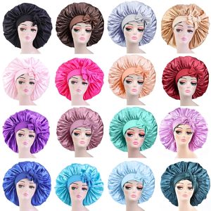Gorro de satén, gorro de seda, gorro con banda elástica ancha y suave para dormir, gorro para cabello rizado, gorro de ducha - Product Image 6