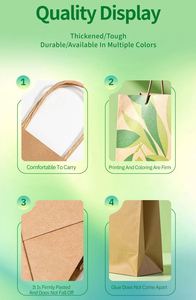 Sac en papier kraft recyclé écologique classique pour thé, plats à emporter, cadeaux, emballage artisanal, avec poignée en ruban, logo personnalisé, imperméable - Product Image 3