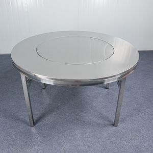 Table ronde en acier inoxydable avec plateau tournant, diamètre 118-147 cm, pliable, pour la salle à manger à domicile, les banquets - Product Image 2