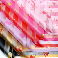Kertas Kado Motif Hati Bunga Bergaris Tebal Roland 2026, Gulungan Kertas Foil Emas untuk DIY Buket Hadiah, Ukuran 57x57cm, Hari Ibu