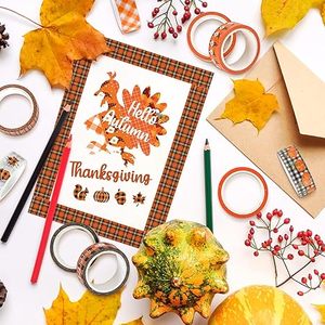 Set <span class=keywords><strong>de</strong></span> Cintas Decorativas Washi para Otoño, con Diseño <span class=keywords><strong>de</strong></span> Cuadros Buffalo, Hojas <span class=keywords><strong>de</strong></span> Arce y Gnomos, para Manualidades, Diarios y Álbumes <span class=keywords><strong>de</strong></span> Recortes - Product Image 4