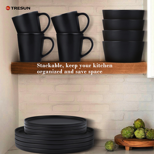 Vente directe d'usine de vaisselle en céramique 16 pièces meilleures ventes avec un design simple de haute qualité et durable-Vaisselle élégante simple - Product Image 5