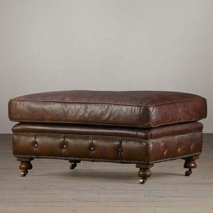 Hot Sell Living Room Vintage Distressed Leather <strong>Chesterfield</strong> Tufted Ottoman Bench <strong>Footstool</strong> - Product Image 6