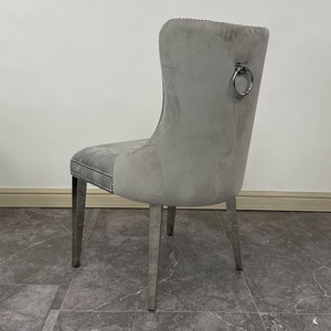 Chaises de salle à manger XY Best Italian Designer à dossier haut en tissu velours et structure en acier inoxydable pour <span class=keywords><strong>restaurant</strong></span> - Product Image 2