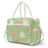 Tas Makan Siang Tote 2-Orang Berlogo Kustom Motif Bunga Hawaii, Berlapis, Tebal, Bermotif, Terisolasi, Portabel, Tahan Lama, dan Tahan Air