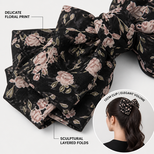 Pince à cheveux banane en satin <span class=keywords><strong>noir</strong></span> à motif floral pour femme, style japonais/coréen, faite à la main, pour queues <span class=keywords><strong>de</strong></span> <span class=keywords><strong>cheval</strong></span> hautes et sécurisées, accessoire <span class=keywords><strong>de</strong></span> mariage, Yiwu 2026 Nouveauté - Product Image 1