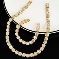 Hip Hop hommes cubain lien chaîne collier et 8 pouces Bracelet bijoux Miami cristal cubain lien chaîne ensemble
