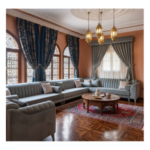 Juego de sofás U de lujo marroquí, Salón Jalsa Sedari, muebles de madera para sala de estar con almacenamiento para uso doméstico - Product Image 3