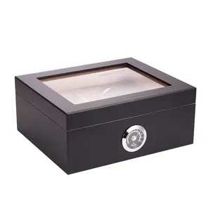  Gỗ Tuyết Tùng Cổ Điển Công Suất Lớn Có Thể Nhìn Thấy Cửa Sổ Trời Humidor Cigar Humidor Bằng Gỗ Humidor