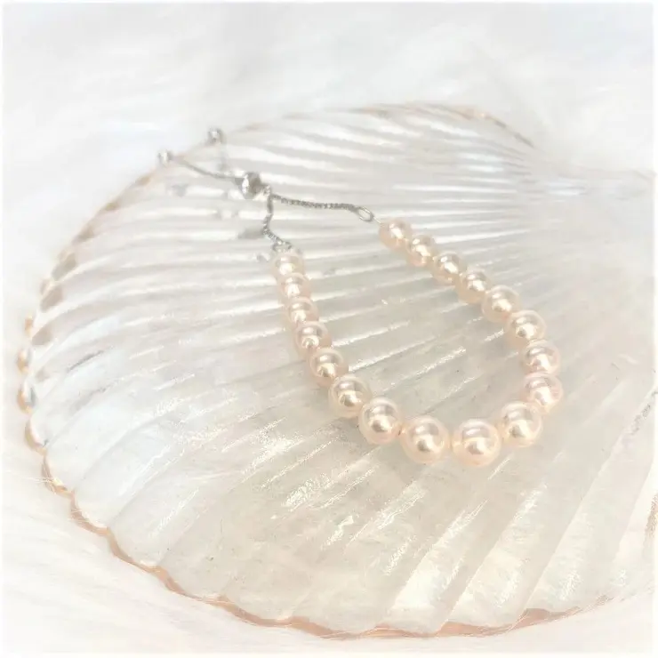 Silver Strap Akoya Light Luxury 925Silver Length 7"Inch Pearl Jewelry Bracelet Pearl Adjustable