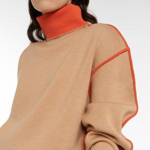 Nouveauté OEM mode pour femmes ensemble de pulls en coton à manches longues et col haut tendance ensemble de 2 pièces à tricoter ensemble décontracté et élégant haut et jupe pull - Product Image 4