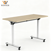 Bureau pliant portable de haute qualité, mécanisme de pliage rapide, forte capacité de charge, support mobile, plateau en bois pour l'école et la formation