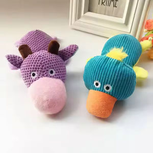 Novo Design Pet brinquedo de pelúcia som imita pato vaca moagem dentes limpeza cão mordida resistente cartoon boneca pet mastigar brinquedos - Product Image 1
