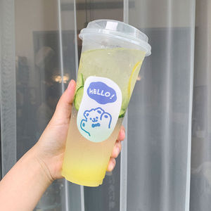 ถ้วยชานมแบบใสหนาทำจากพลาสติก PP แบบฟองหนาถ้วยกาแฟและเครื่องดื่มแบบใช้แล้วทิ้ง