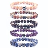 Bracelet pour Homme et Femme en Perles de Lave et Pierres Naturelles Étirables, avec Breloques Magnétiques de 8 mm – Vente Chaude en Gros Personnalisée