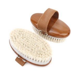 Brosse corporelle sèche en crin de cheval naturel avec manche en bois, brosse exfoliante <span class=keywords><strong>pour</strong></span> la douche, <span class=keywords><strong>pour</strong></span> le drainage lymphatique, la réduction de la <span class=keywords><strong>cellulite</strong></span>, le massage de la peau - Product Image 3
