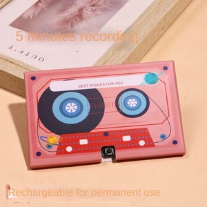 เครื่องเล่นแผ่นเสียงย้อนยุคกล่องดนตรี RGB ไฟ LED ใช้พลังงานจากแบตเตอรี่ชิปการ์ดอวยพรเทปพันคำอวยพรวันเกิดสิ่งประดิษฐ์ - Product Image 4