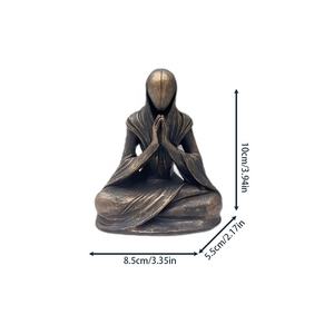 Decorazione artigianale meditando statua aliena-resina, decorazione Desktop e regalo di meditazione creativa - Product Image 2