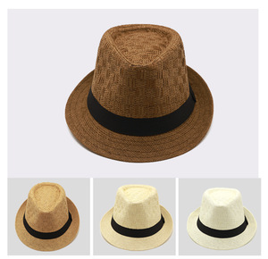 Sombreros Fedora de Paja <span class=keywords><strong>Cubana</strong></span> SOLPOP Estilo Años 20, para Hombres y Mujeres, Ala Corta, Unisex, para Protección Solar Diaria - Product Image 1