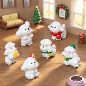 Figurine de chien blanc mignon en résine, peinte à la main, paysage miniature 3D, art animalier pour <span class=keywords><strong>jardin</strong></span> féerique - Product Image 2