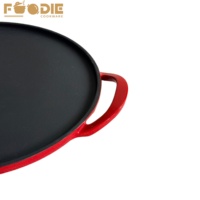 Plat à pizza rond en fonte léger avec deux poignées, pratique pour la cuisson et la grillade de pizzas à la maison