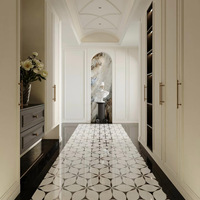 Mosaïque moderne en marbre à motifs floraux, incrustation en laiton, pour crédence de cuisine, mur de salle de bain, usage hôtelier