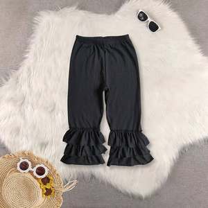 Pantalones Casuales para Niña de Alta Calidad, Ecológicos, Largos, de Algodón Sólido, Color Caramelo, con Volantes - Product Image 3