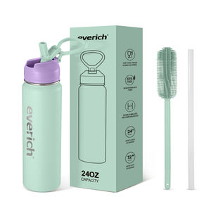 免费样品 24 盎司 32 盎司 保温水瓶，带二合一吸管和出水口盖，保冷 24 小时，防漏，可放入汽车杯架 - Product Image 2