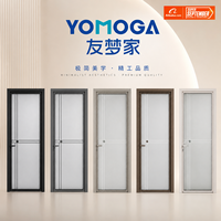 Puerta de Baño de Vidrio con Perfil Delgado, Marco de Aluminio Moderno, Puerta Interior para Inodoro, Tamaño Personalizado