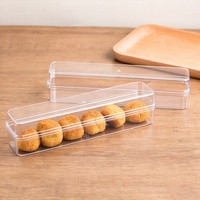 Boîte de présentation étroite et longue pour pâtisseries, avec couvercle, en PS de qualité alimentaire, pour comptoir de boulangerie boutique, modèle A Little Water Slim Clear Strip