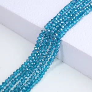 4毫米小迷你水晶圆形玻璃珠刻面散珠，用于DIY珠宝工艺制作服装缝制配件