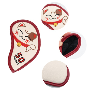 Fundas Protectoras de Cuero PU Personalizadas para Palos de <span class=keywords><strong>Golf</strong></span>, Juego de 6 Piezas, Diseño de Gato Adorable, Impermeables, para Palos de Hierro, Venta al por Mayor - Product Image 3