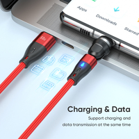 Câble de Données Magnétique Rotatif 540° en Nylon Universel 3 en 1 USB-C Vers USB-C / Lightning / Micro USB à Recharge Rapide 3A et 60W