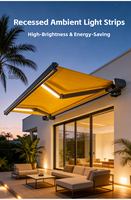 Auvents rétractables en aluminium robuste, tissu pare-soleil anti-UV et imperméable pour terrasse, patio et jardin